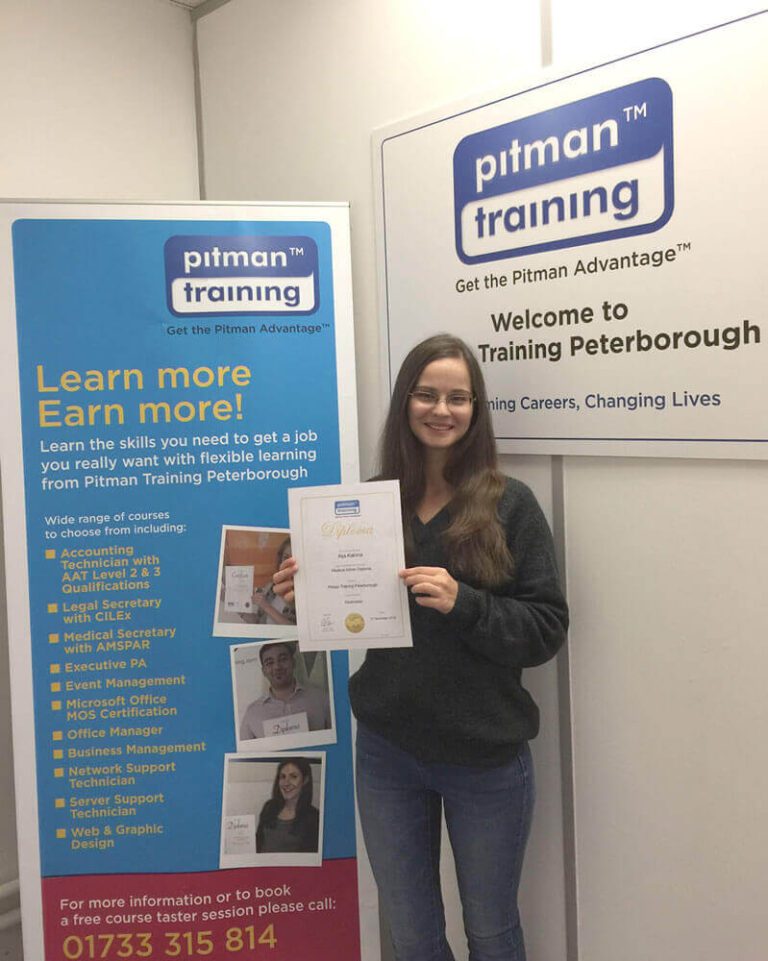 Pitman Training Peterborough Helps Aija Achieve Her Goals