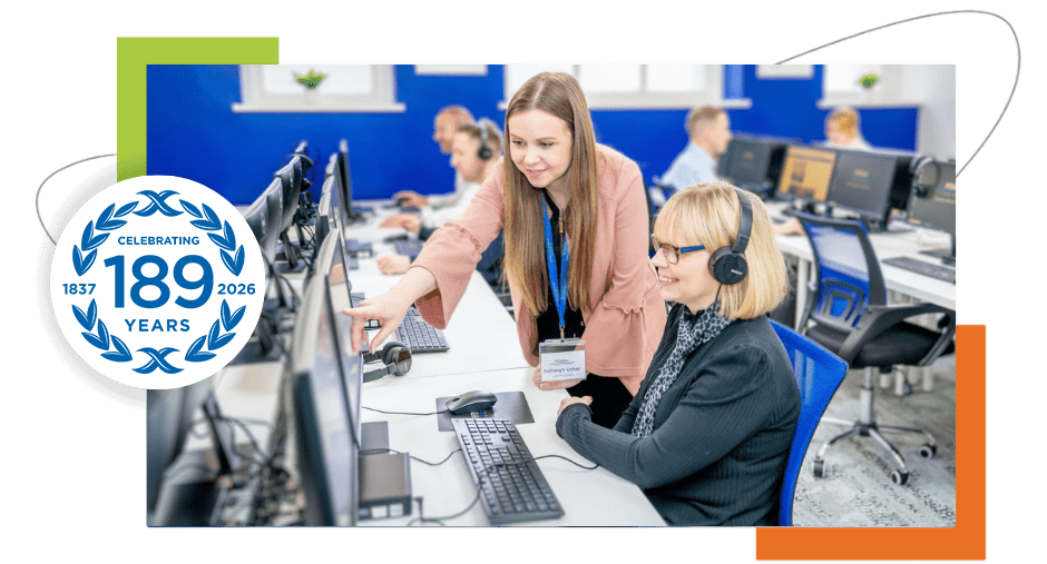 Modern office, representing career confidence and training success